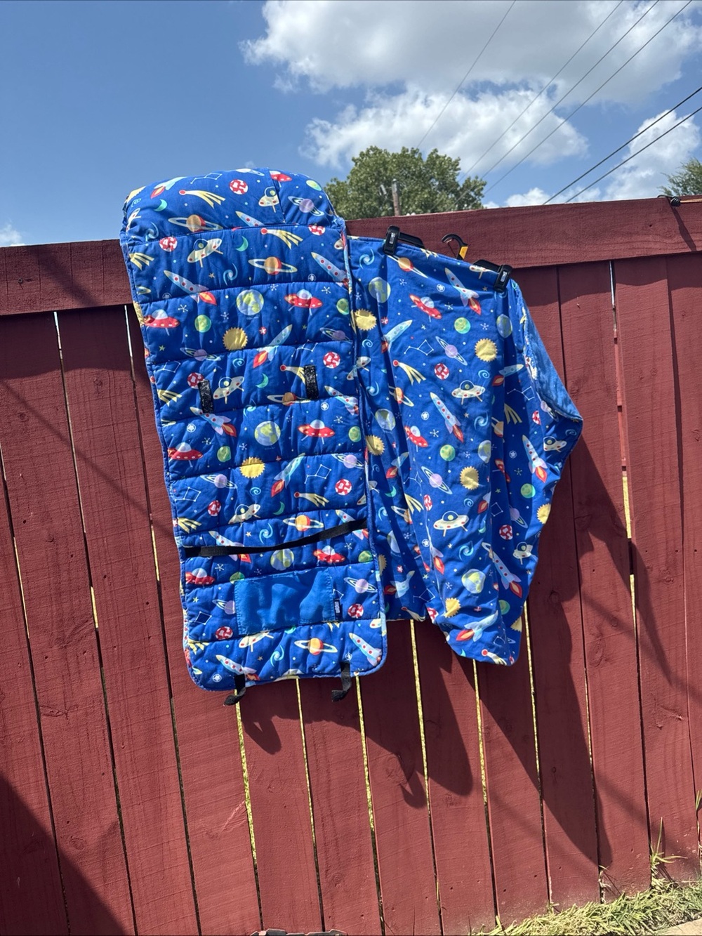 Blue Quilted Space-Print baby sleeping Blanket